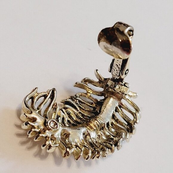 Vintage Coro Large Feather Brooch & Clip Earrings Set Demi-Parure Gold Tone READ - Picture 11 of 13